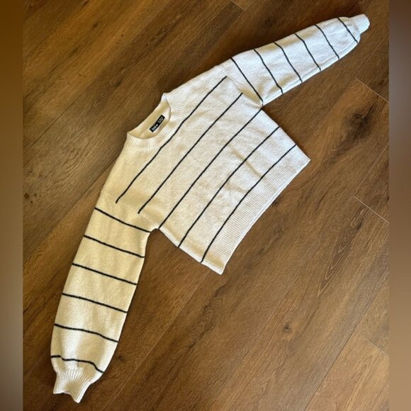 Women’s Striped Sweater. White/cream with black stripe. Like New - Picture 7 of 9